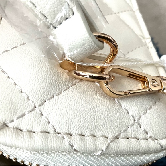 Valentino Orlandi White Quilted 7 by 5 Shoulder bag detachable strap Swarovski - Picture 7 of 8